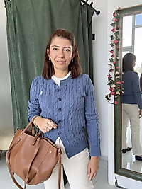 Blue saç örgü hırka