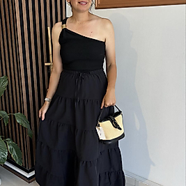 Siyah tokalı tek omız body