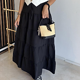 Beli lastikli poplin etek