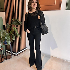 Siyah ispanyol paça jean