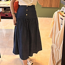 Jean tensel kumaş midi etek