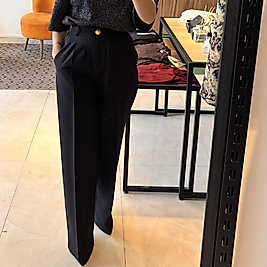 Düğmeli arka bel lastikli palazzo