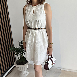 Fisto kumaş içi astarlı kolsuz elbise a kesimdir