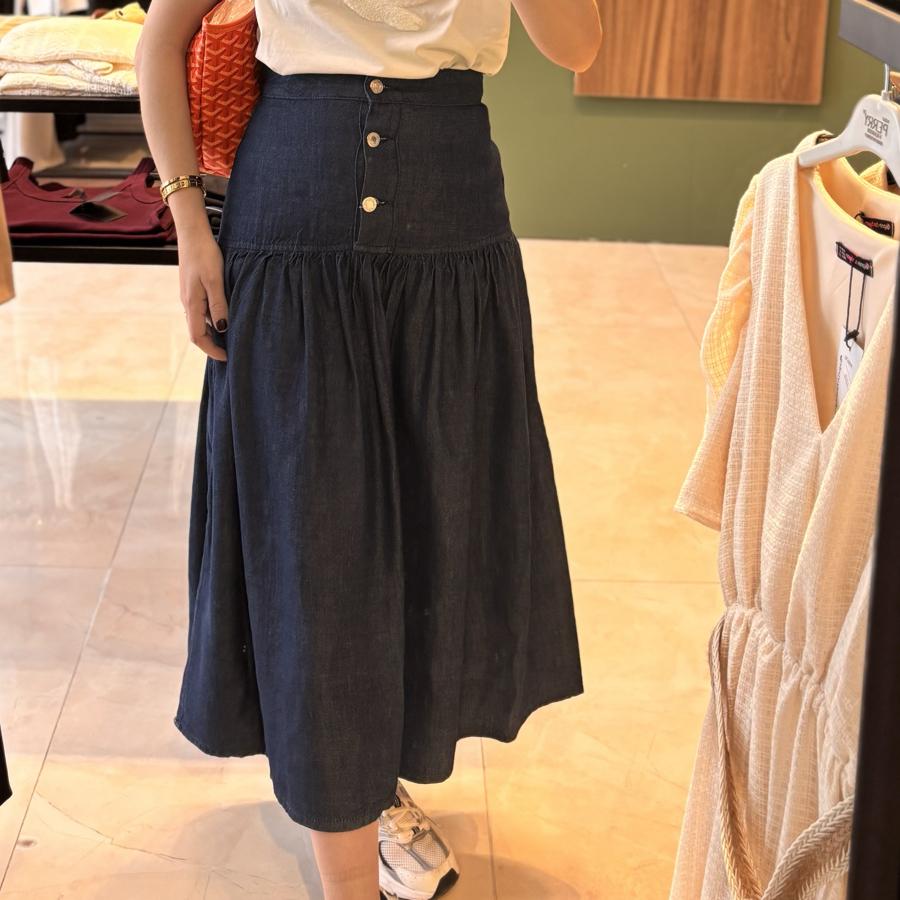 Jean tensel kumaş midi etek