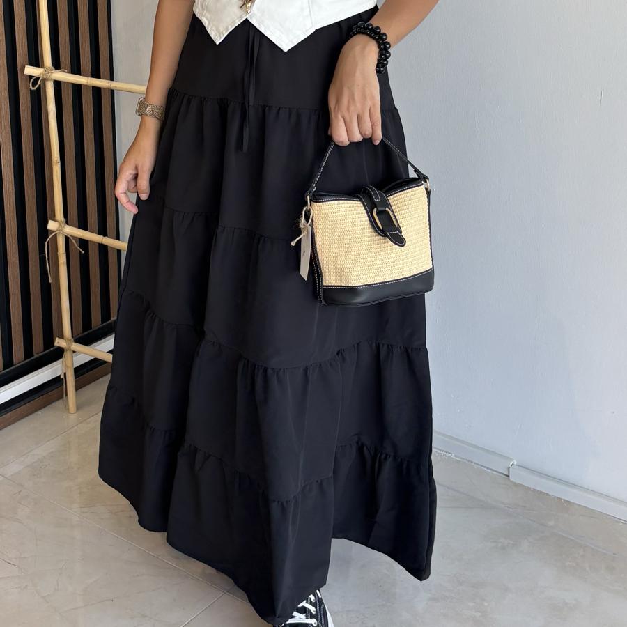 Beli lastikli poplin etek