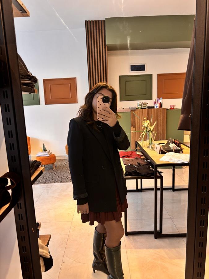 Siyah blazer ceket içi astarlı tam kalıp