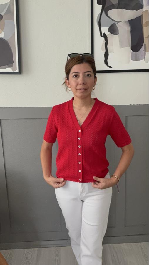 Kırmızı merserize triko